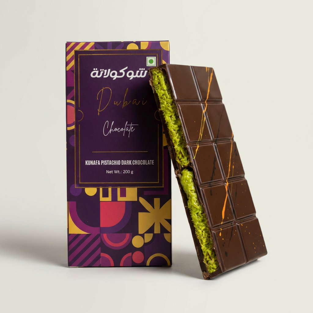Kunafa Pistachio Dark Chocolate - 200gm
